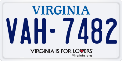 VA license plate VAH7482