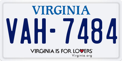VA license plate VAH7484