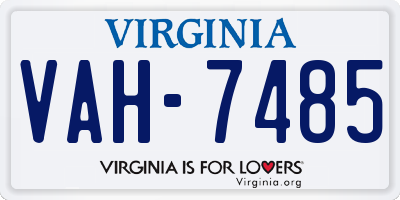 VA license plate VAH7485