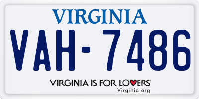 VA license plate VAH7486