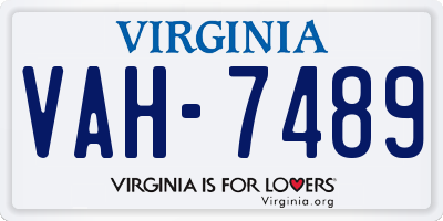VA license plate VAH7489