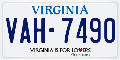 VA license plate VAH7490