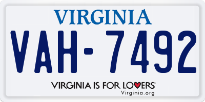 VA license plate VAH7492