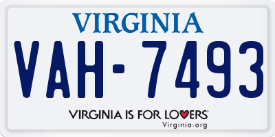 VA license plate VAH7493