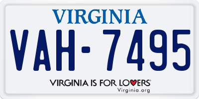 VA license plate VAH7495