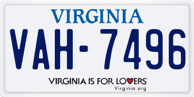 VA license plate VAH7496