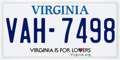 VA license plate VAH7498