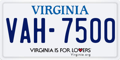 VA license plate VAH7500