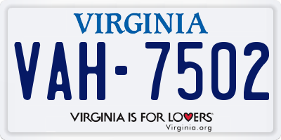 VA license plate VAH7502