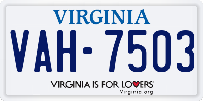 VA license plate VAH7503