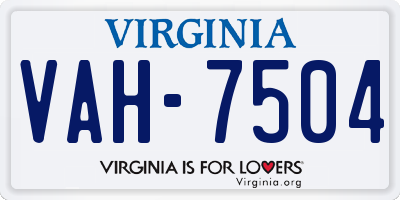 VA license plate VAH7504