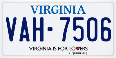 VA license plate VAH7506