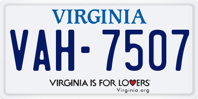 VA license plate VAH7507