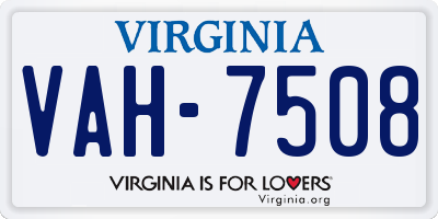 VA license plate VAH7508