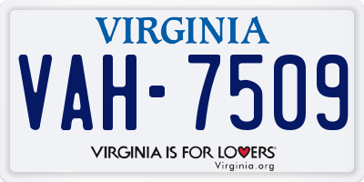 VA license plate VAH7509
