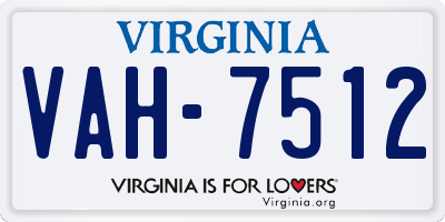 VA license plate VAH7512