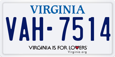 VA license plate VAH7514