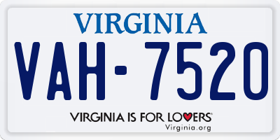 VA license plate VAH7520