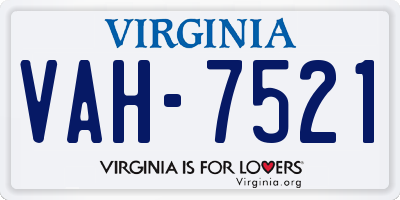 VA license plate VAH7521