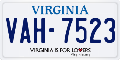 VA license plate VAH7523