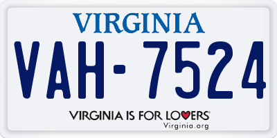 VA license plate VAH7524
