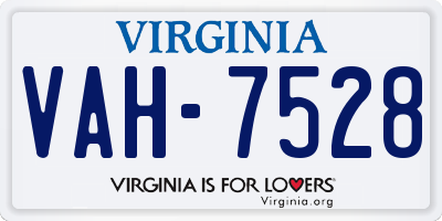 VA license plate VAH7528