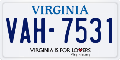 VA license plate VAH7531