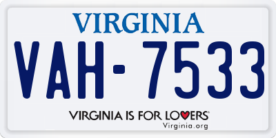 VA license plate VAH7533