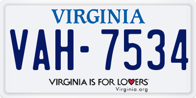 VA license plate VAH7534