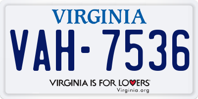 VA license plate VAH7536