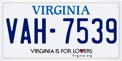 VA license plate VAH7539