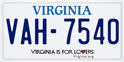 VA license plate VAH7540