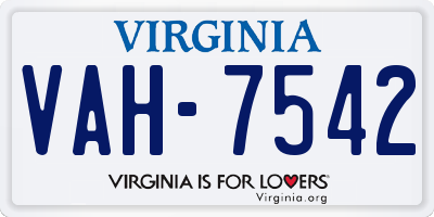 VA license plate VAH7542