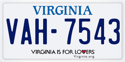 VA license plate VAH7543