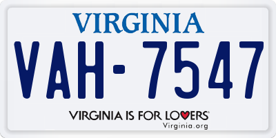 VA license plate VAH7547