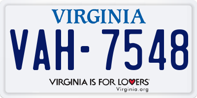VA license plate VAH7548