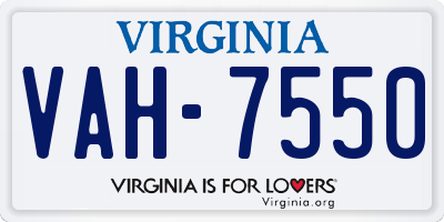 VA license plate VAH7550