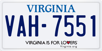 VA license plate VAH7551