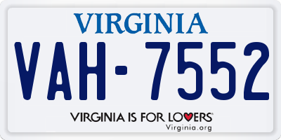 VA license plate VAH7552