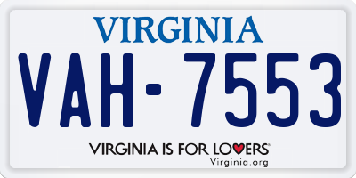 VA license plate VAH7553
