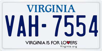 VA license plate VAH7554