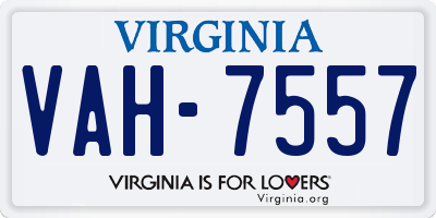 VA license plate VAH7557
