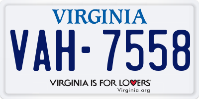 VA license plate VAH7558