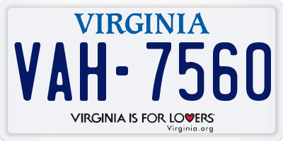 VA license plate VAH7560