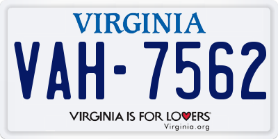 VA license plate VAH7562