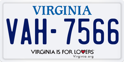 VA license plate VAH7566