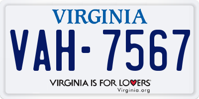 VA license plate VAH7567