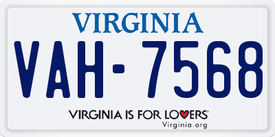 VA license plate VAH7568