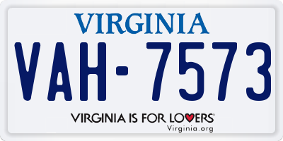 VA license plate VAH7573