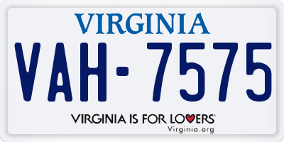 VA license plate VAH7575
